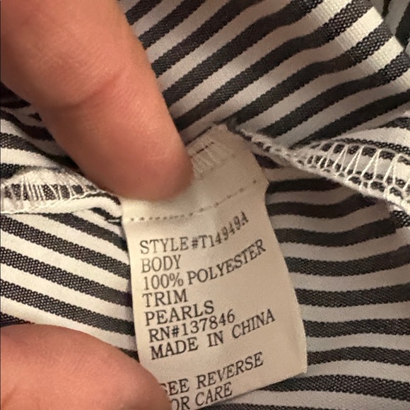 Kontrol Striped Blouse with Ruffle Sleeves and Pearl accents - Picture 7 of 9